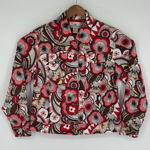 Russell Kemp Collection Women’s Sz 10 Goovy Floral Print Pink Red Jacket P9